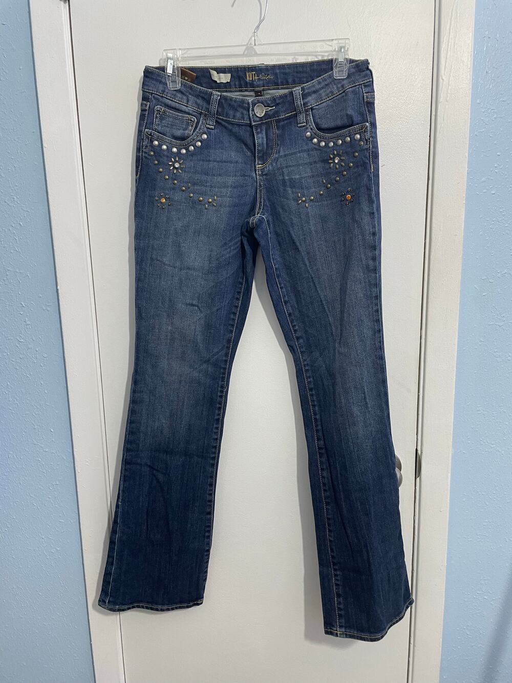 Kut From the Kloth Jeans Size 4 Kate Low Rise Bootcut Bedazzled Floral Hippie